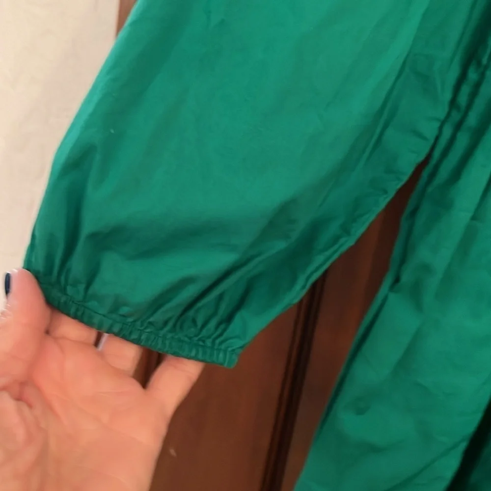 J. Crew Green Smocked Tie Front A-Line Dress size 10